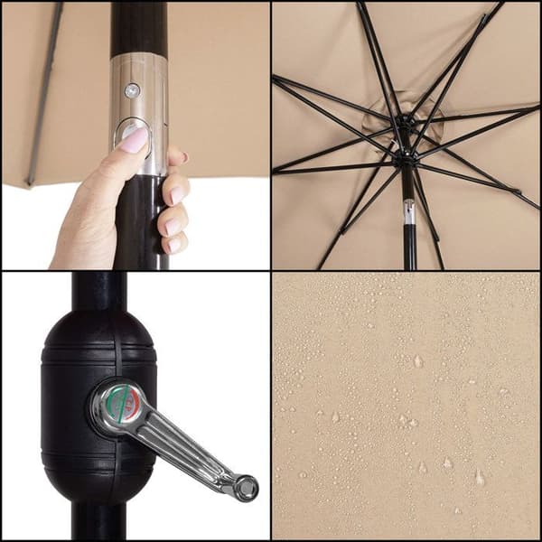 Springos® Trädgårdsparasol med lutningsfunktion och vevsystem 300 x 245 cm