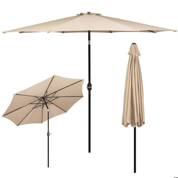 Springos® Trädgårdsparasol med lutningsfunktion och vevsystem 300 x 245 cm