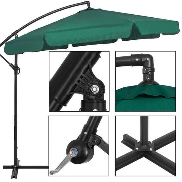 Springos® Parasol för trädgården med svängarm och vev, inklusive ett skydd 350 cm