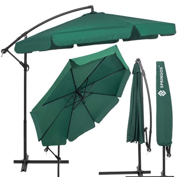 Springos® Parasol för trädgården med svängarm och vev, inklusive ett skydd 350 cm