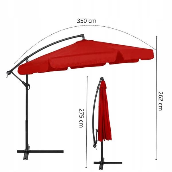 Springos® Parasol för trädgården med svängarm och vev, inklusive ett skydd 350 cm