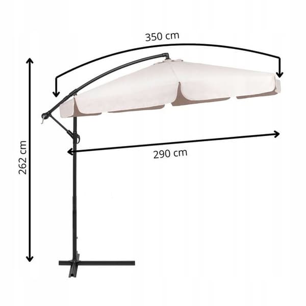 Springos® Parasol för trädgården med svängarm och vev, inklusive ett skydd 350 cm