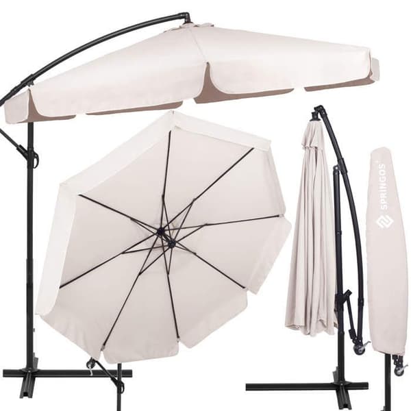 Springos® Parasol för trädgården med svängarm och vev, inklusive ett skydd 350 cm