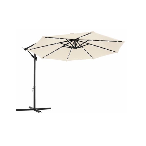 Parasol med LED solar belysning beige