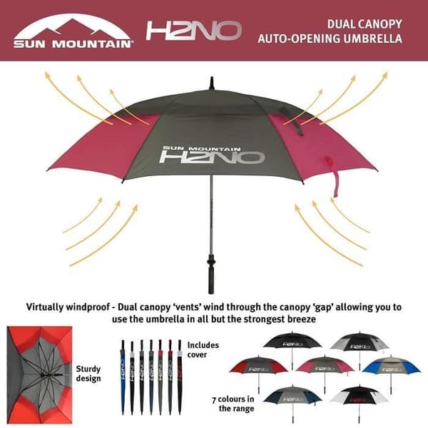 Sun Mountain H2NO 62cm Rosa/Grå Dubbel Canopy Paraply - 19SUNH2NO-19SUNH2NO-PG