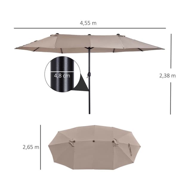 Dubbel Solparaply, 460x270x240 cm, Ljus Kaffe