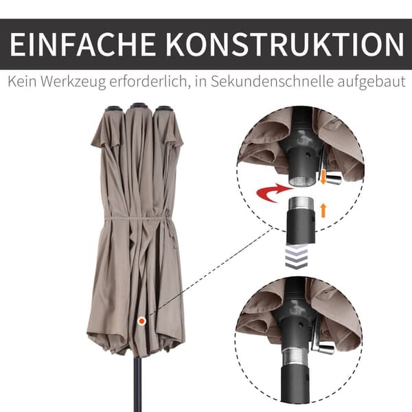 Dubbel Solparaply, 460x270x240 cm, Ljus Kaffe