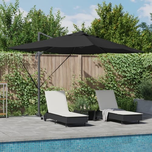 Kantilever Roma Parasol med LED-lampor Svart 352x251x265 cm Aluminium