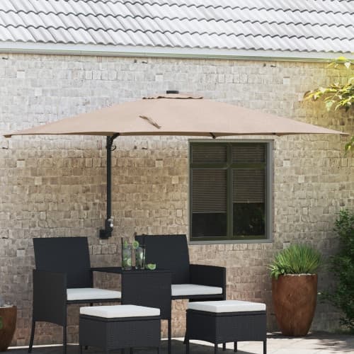 Patio-parasol Taupe Polyester Stor Fällbar Patio-parasol