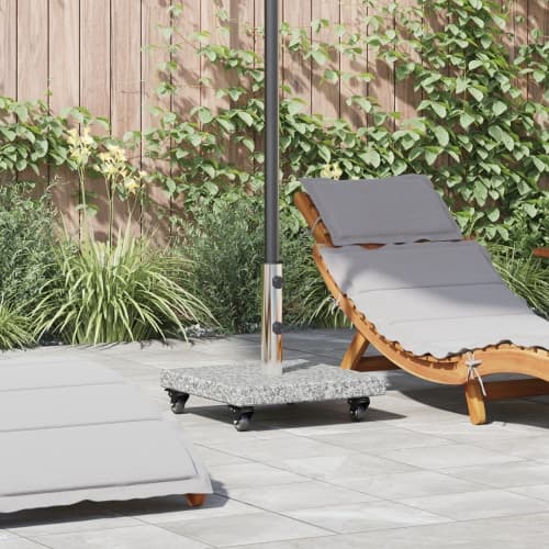 Wheeled Parasol Base för Ø38/48mm Stolpar Grå Granit 30 kg Fyrkantig