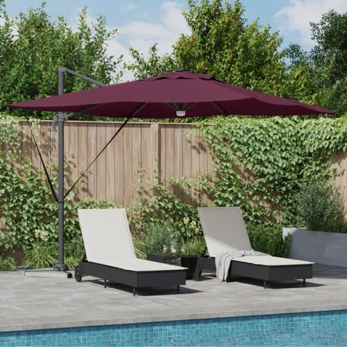 Fristående Roma Parasol med LED Bordeaux Röd 286x285x270 cm Aluminium