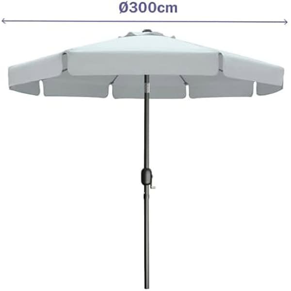 Parasol - Marbueno - 10491 - D 300 cm - Stål - Polyester - Vit