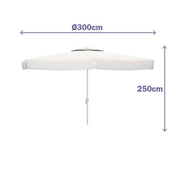 White Beach Parasoll | Parasoll 300 cm | Utomhus Polyester Aluminium Trädgårdsparasoll - Marbueno