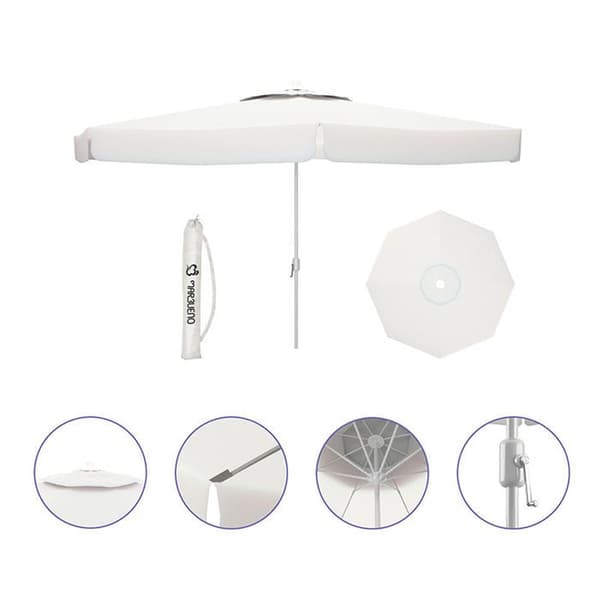 White Beach Parasoll | Parasoll 300 cm | Utomhus Polyester Aluminium Trädgårdsparasoll - Marbueno