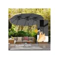 Miniatyrbild 4 av 6: Outsunny Parasol för trädgård 285x147cm Marknadsparasol med justerbar lutningsvinkel, grå