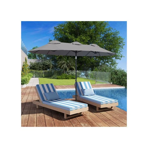 Outsunny Parasol för trädgård 285x147cm Marknadsparasol med justerbar lutningsvinkel, grå