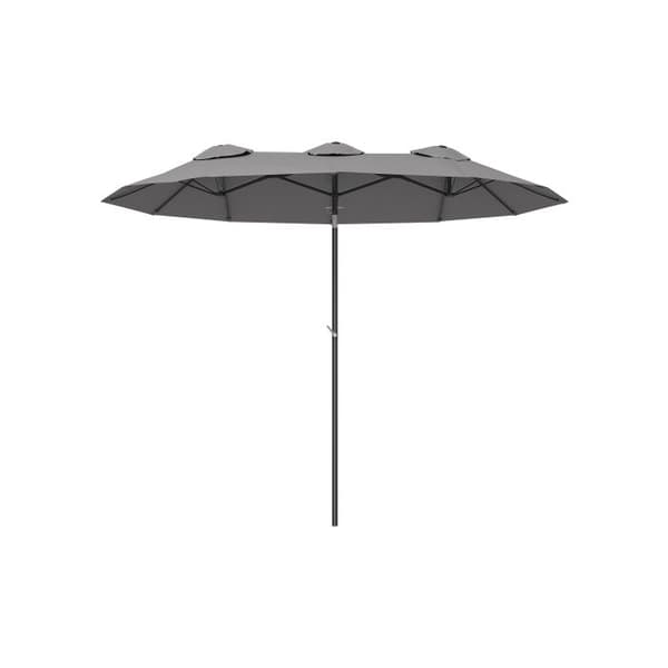 Outsunny Parasol för trädgård 285x147cm Marknadsparasol med justerbar lutningsvinkel, grå