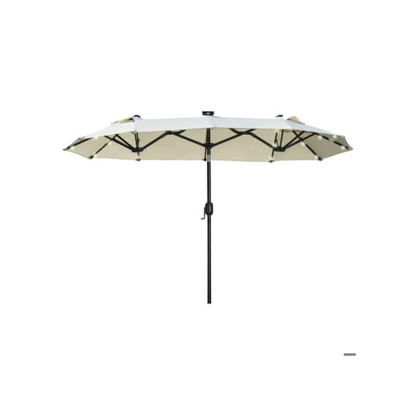 Outsunny parasoll 295 x 219 cm dubbel parasoll med LED, justerbar vinkel, beige
