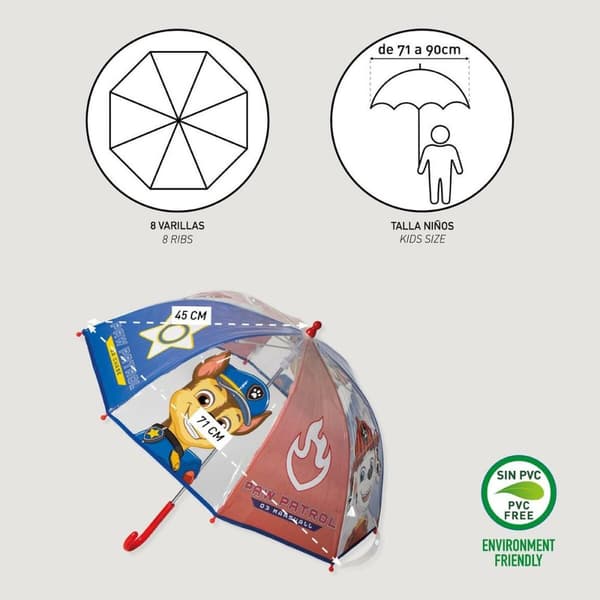 Paraply The Paw Patrol Blå Ø 71 cm