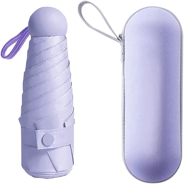 Ultrakevyt ja kannettava minisateenvarjo - 5-kertainen kapselisateenvarjo, UV-suoja, auringolle ja sateelle