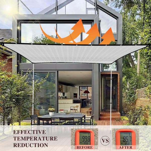 OBOSOE Solsejl / Sejldug Solbeskyttelsesnet, Presenninger 80% UV-beskyttelse 3×6M