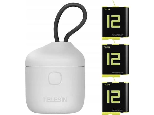 Telesin Allin box 3-kanals laddare + 3 batterier för GoPro Hero 12 / 11 / 10 / 9 (gul)