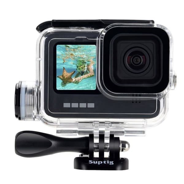 Suptig - RSX-376 - Vattentätt fodral för GoPro Hero 12 Hero 11 Hero 10 Hero 9 Svart 50 m