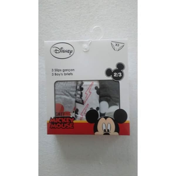 Slips Kille - Mickey Disney - Set om 3 - 100% Bomull - Multikolor - Vit