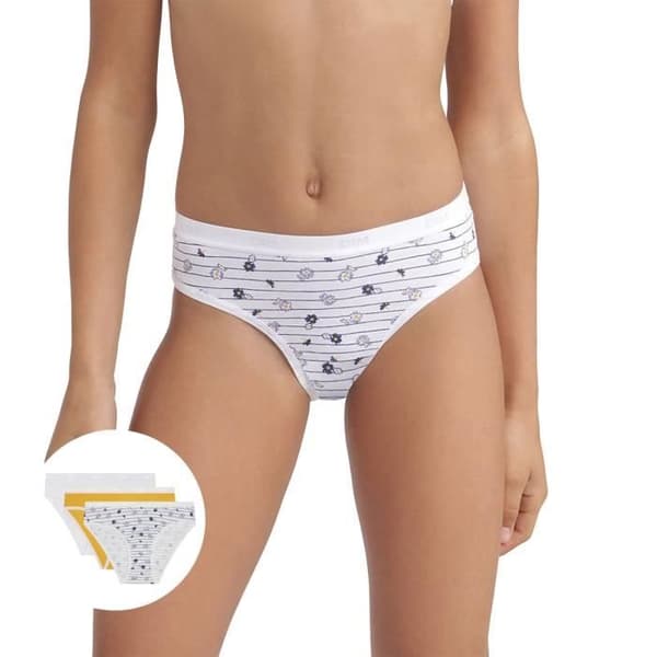 Paket med 3 flickbyxor i stretchig bomull 'Les Pockets Ecodim' - DIM/4/0BV5/LOT3F/DAISY/8
