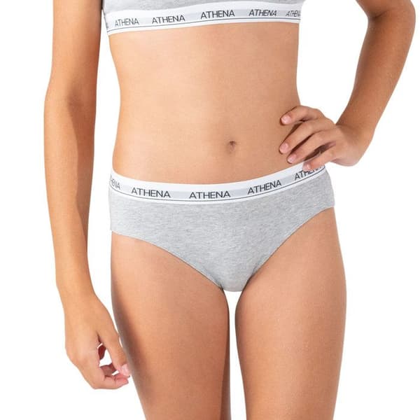 ATHENA 2-pack trosa för flickor Ultra Mjuk Bomull Vit-Grå Melange