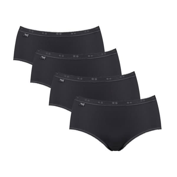 SLIP - SLOGGI - BASIC + MIDI - 95% COTTON - SVART - PACK 3 + 1 GRATIS