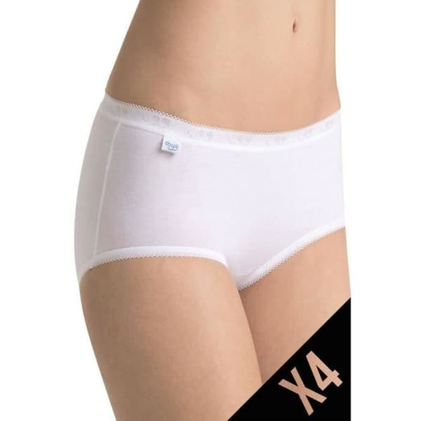 SLIP - SLOGGI - BASIC MIDI - 95% BOMULL - 3 SLIP + 1 GRATIS - FÄRG VIT