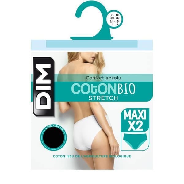 Maxi Culotter - DIM - Ekologisk Bomull Plus - 2-pack - Svart/Vit - Certifierad GOTS/Oeko-Tex