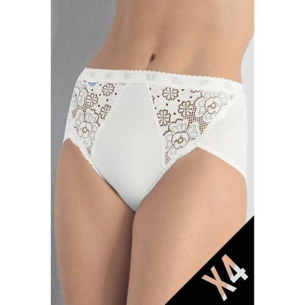 SLIP - SLOGGI - CHIC MIDI - 3 SLIPS + 1 GRATIS - Färg VIT - Hög midja