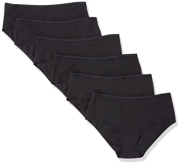 Essentials - AEBECT03M6Black - Amazon midi underkläder i bomull (Stora storlekar tillgängliga) Dam, 6-pack