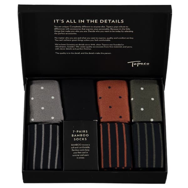 Topeco Strømper 7-pakning Men Bamboo Socks Gift Box