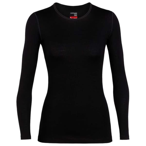 Icebreaker Baslager 260 Tech Crew Merino Svart XS Kvinna