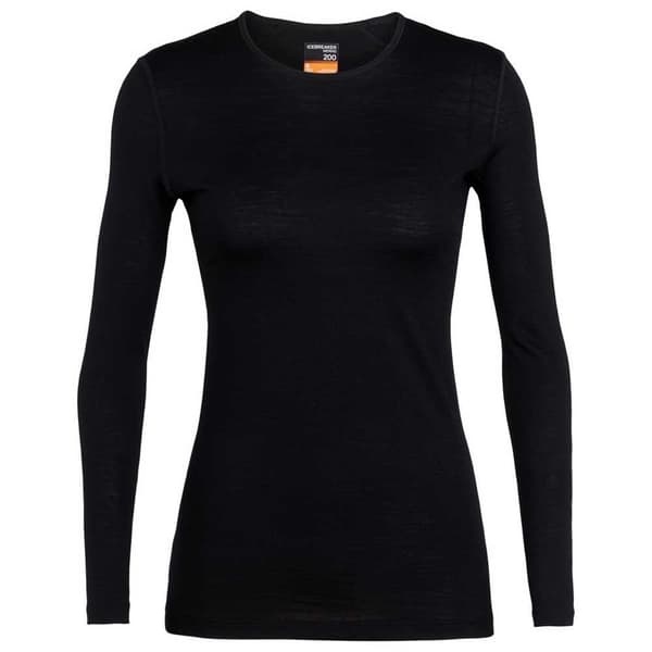 Icebreaker Baslager 200 Oasis Crew Merino Svart XL Kvinna
