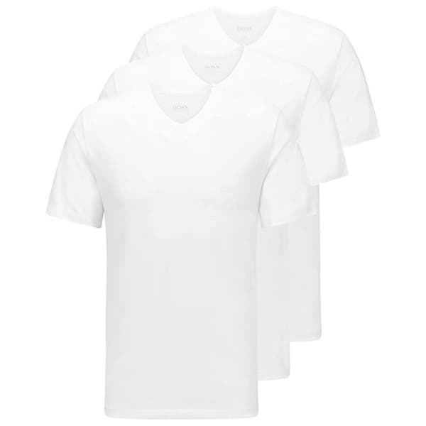 Boss Kort Ærme Basislag V Neck Classic 3 Enheder Hvid XL Mand