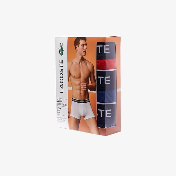 Lacoste Enkel Boxer 3 Enheter Röd,Blå S Man