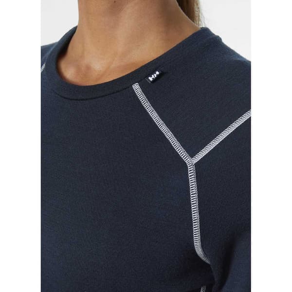 Helly Hansen Lifa Merino Midweight Crew Langærmet Baselayer Blå XL Kvinde