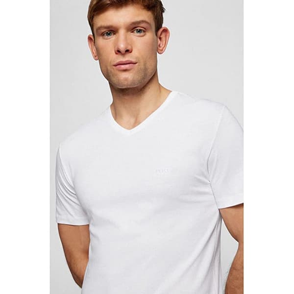 Boss Kortärmad Baslager V Neck Classic 3 Enheter Vit L Man