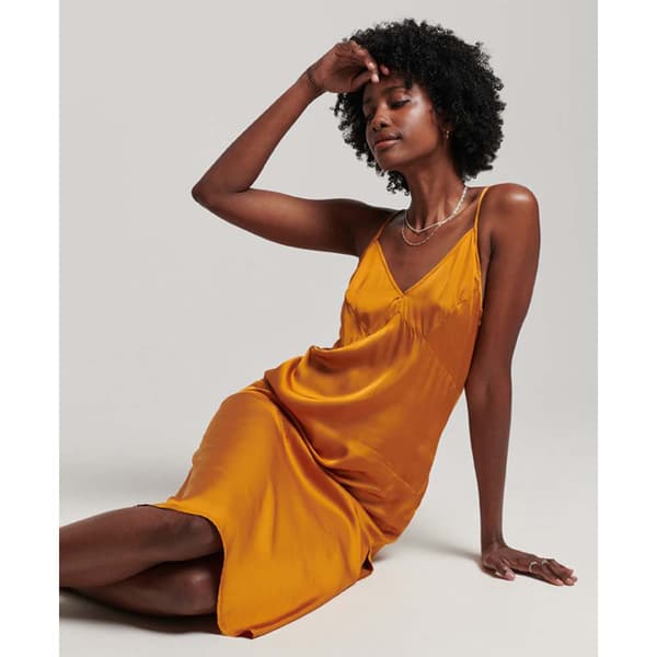 Superdry Ärmlös Innerklänning Satin Cami Mini Orange M Kvinna
