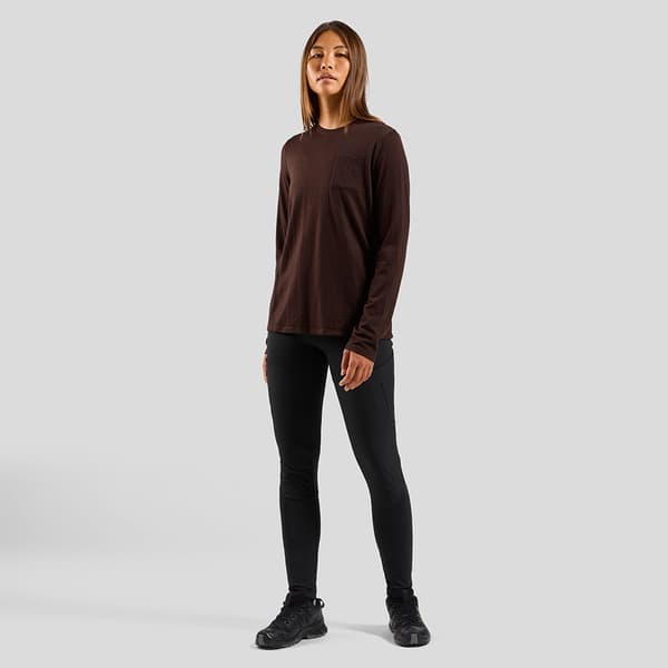 Odlo Merino 200 Pocket Långärmad Baslager Brun M Kvinna