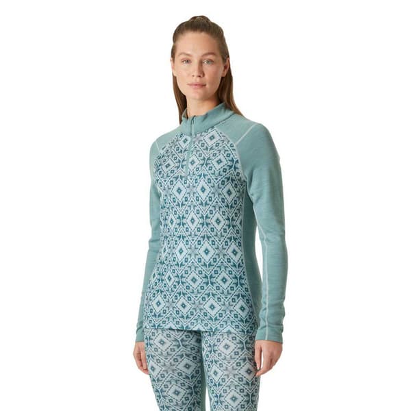 Helly Hansen Lifa Merino Midweight Gra Langærmet Baselayer Grøn,Blå S Kvinde