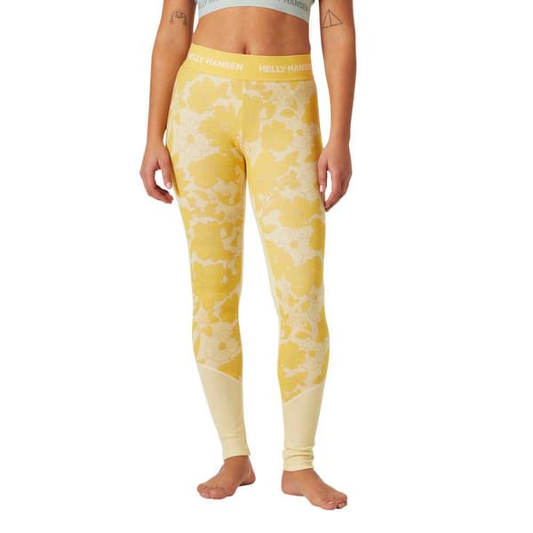 Helly Hansen Lifa Merino Midweight Gra Baselagbukser Gul L Kvinde