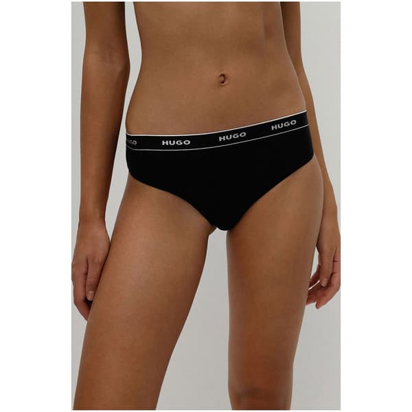 Hugo Stripe Tanga 3 Enheder Sort XL Kvinde