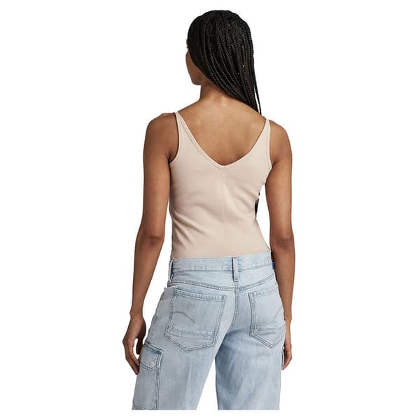 G-star Spaghetti Strap Ribbed ärmlös Kropp Beige XL Kvinna