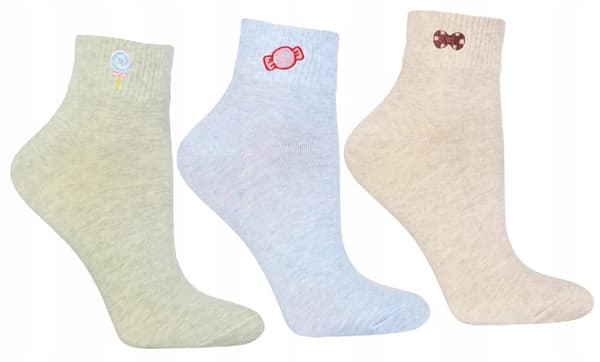 Damstrumpor Klassiska Ankelstrumpor Färgglada Söta Broderier 3-PACK MORAJ 38-41