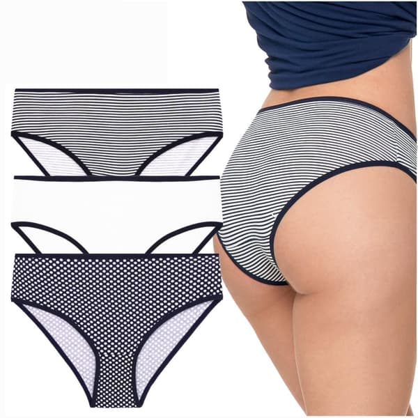 BOMULLTROSOR DAMTROSOR KLASSISK PRICKIG BOMULL 3-PACK MORAJ L